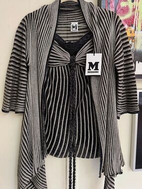 Missoni Italy Strapless black silver lurex strapless Bandeau Top+Duster Set NWT